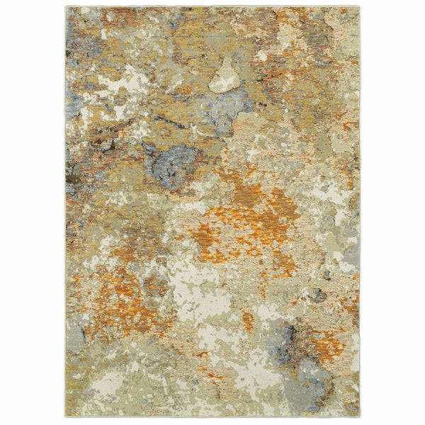 2’ x 3’ Modern Abstract Gold and Beige Indoor Scatter Rug