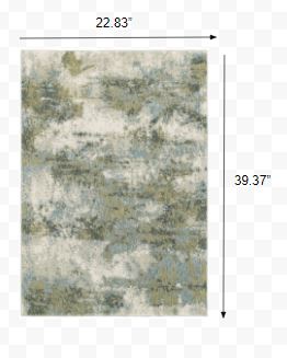 2’ x 3’ Blue and Sage Distressed Waves Indoor Scatter Rug