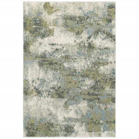 2’ x 3’ Blue and Sage Distressed Waves Indoor Scatter Rug