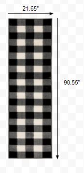 2’ x 8’ Monochromatic Gingham Pattern Indoor Runner Rug