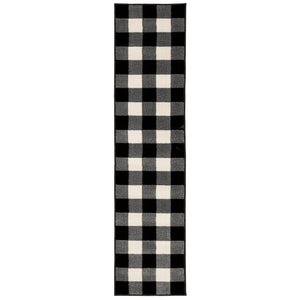 2’ x 8’ Monochromatic Gingham Pattern Indoor Runner Rug