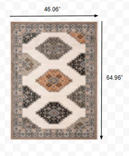 4’ x 6’ Abstract Ivory and Gray Geometric Indoor Area Rug