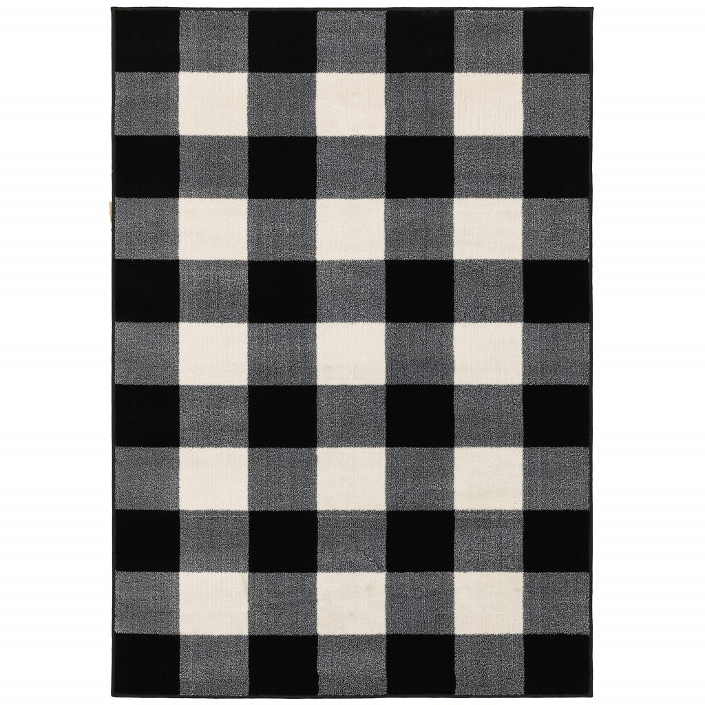 4’ x 6’ Monochromatic Gingham Pattern Indoor Area Rug