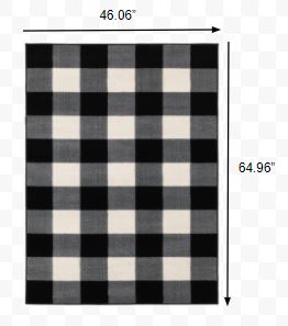 4’ x 6’ Monochromatic Gingham Pattern Indoor Area Rug