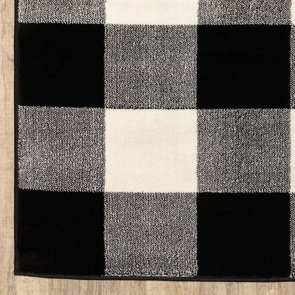 4’ x 6’ Monochromatic Gingham Pattern Indoor Area Rug