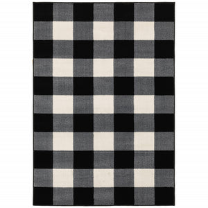 4’ x 6’ Monochromatic Gingham Pattern Indoor Area Rug