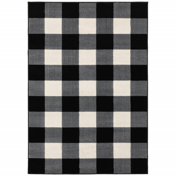 4’ x 6’ Monochromatic Gingham Pattern Indoor Area Rug