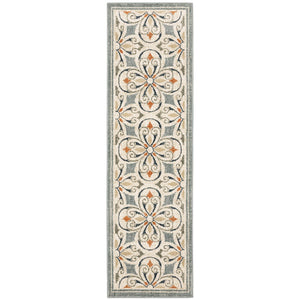 2’ x 7’ Gray and Beige Medallion Indoor Runner Rug