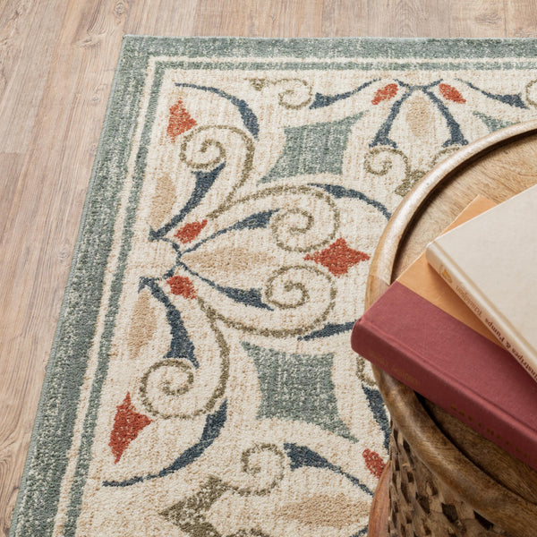 2’ x 7’ Gray and Beige Medallion Indoor Runner Rug