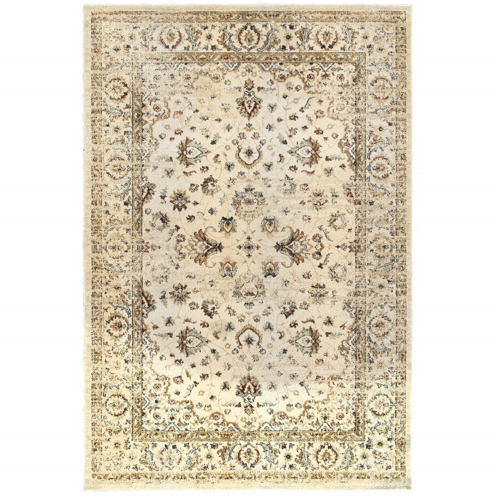 4’ x 6’ Ivory and Gold Distressed Indoor Area Rug