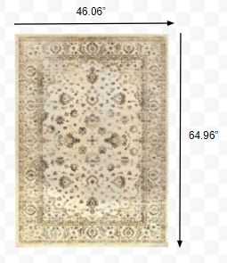 4’ x 6’ Ivory and Gold Distressed Indoor Area Rug