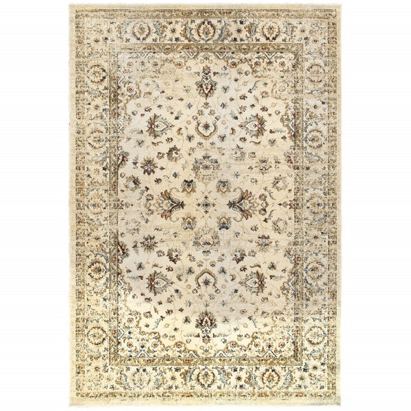 4’ x 6’ Ivory and Gold Distressed Indoor Area Rug