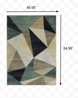 4’ x 6’ Gray and Teal Geometrics Indoor Area Rug