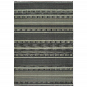 3' x 6' Black Ivory Machine Woven Geometric Indoor Area Rug