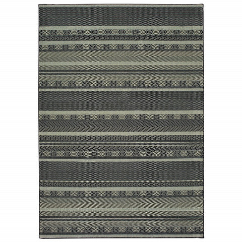 3' x 6' Black Ivory Machine Woven Geometric Indoor Area Rug