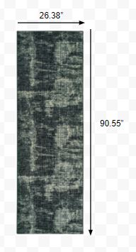 8' Black Ivory Machine Woven Abstract Indoor Runner Rug