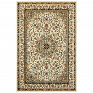 3' x 6' Ivory Beige Machine Woven Oriental Indoor Area Rug