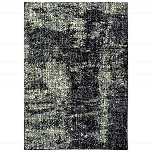 3' x 6' Black Ivory Machine Woven Abstract Indoor Area Rug