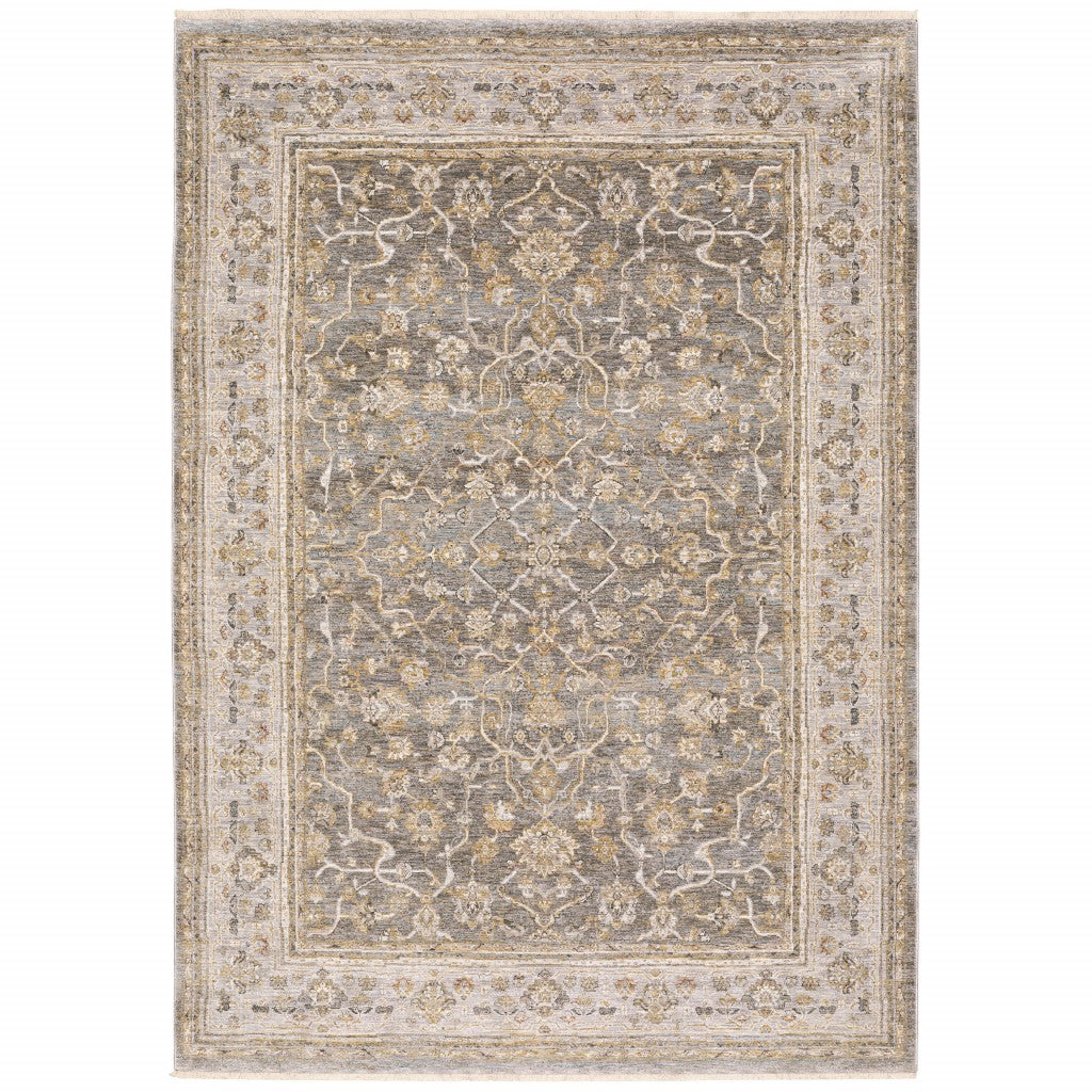 2' x 3' Beige Grey Machine Woven Oriental Indoor Area Rug