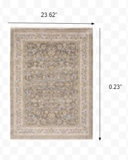 2' x 3' Beige Grey Machine Woven Oriental Indoor Area Rug