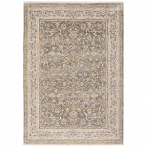 2' x 3' Beige Grey Machine Woven Oriental Indoor Area Rug