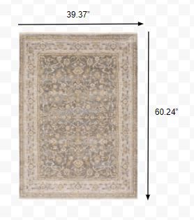 3' X 5' Beige Grey Machine Woven Oriental Indoor Arean Rug