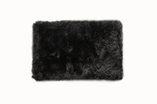 2' x 5' Black Natural Rectangular Sheepskin Area Rug