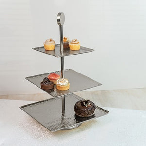 Hammered Square Shaped Three Tier Stand