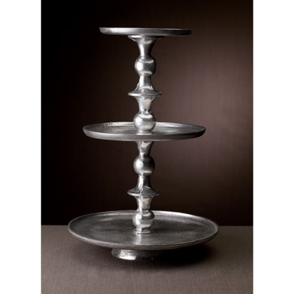 Round Silver Polished Three Tier Stand