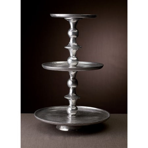 Round Silver Polished Three Tier Stand