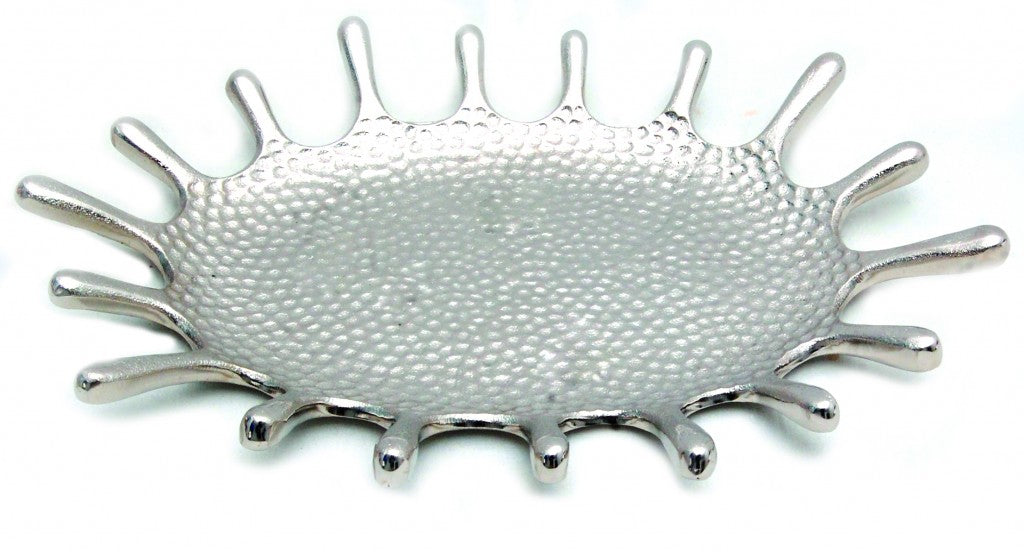 Silver Hammered Splash Design Serving Tray