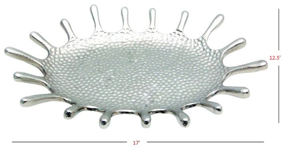 Silver Hammered Splash Design Serving Tray