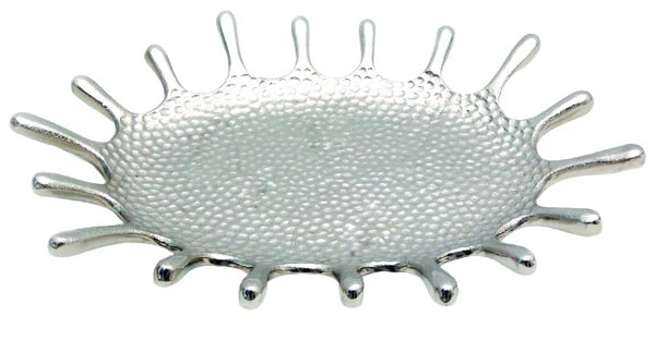 Silver Hammered Splash Design Serving Tray