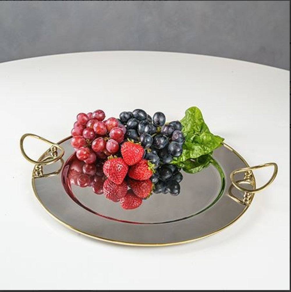 Round Gold Bordered Serving Tray