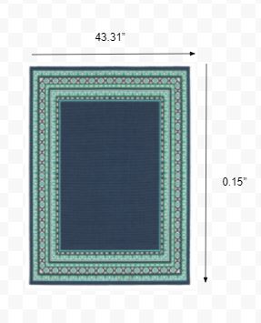 4’x6’ Navy and Green Geometric Indoor Outdoor Area Rug