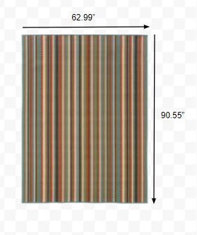 5’x8’ Green and Brown Striped Indoor Outdoor Area Rug