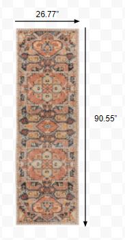 2’x8’ Blue and Orange Tribal Runner Rug