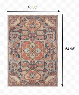 4’x6’ Blue and Orange Tribal Area Rug