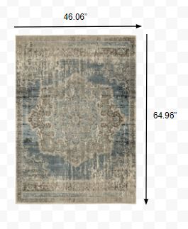 4’x6’ Blue and Ivory Medallion Area Rug