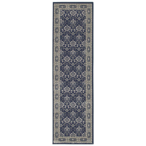 2’x8’ Navy and Gray Floral Ditsy Runner Rug