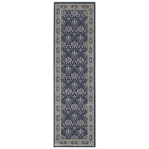 2’x8’ Navy and Gray Floral Ditsy Runner Rug