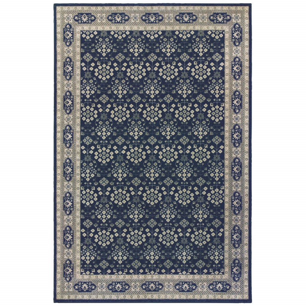 4’x6’ Navy and Gray Floral Ditsy Area Rug