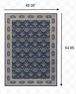 4’x6’ Navy and Gray Floral Ditsy Area Rug