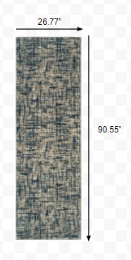 2’x8’ Gray and Navy Abstract Runner Rug