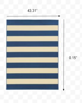 4’x6’ Blue and Ivory Striped Indoor Outdoor Area Rug