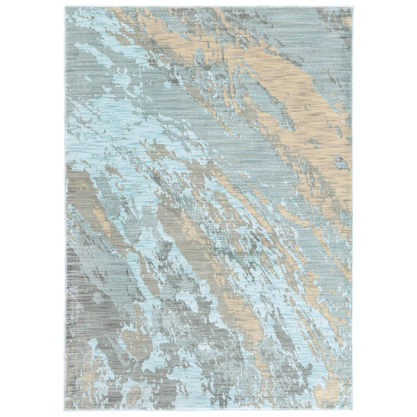 2’x3’ Blue and Gray Abstract Impasto Scatter Rug