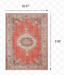 2’x3’ Red and Gray Oriental Scatter Rug