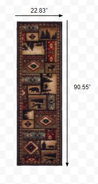 2’x8’ Black and Brown Nature Lodge Runner Rug