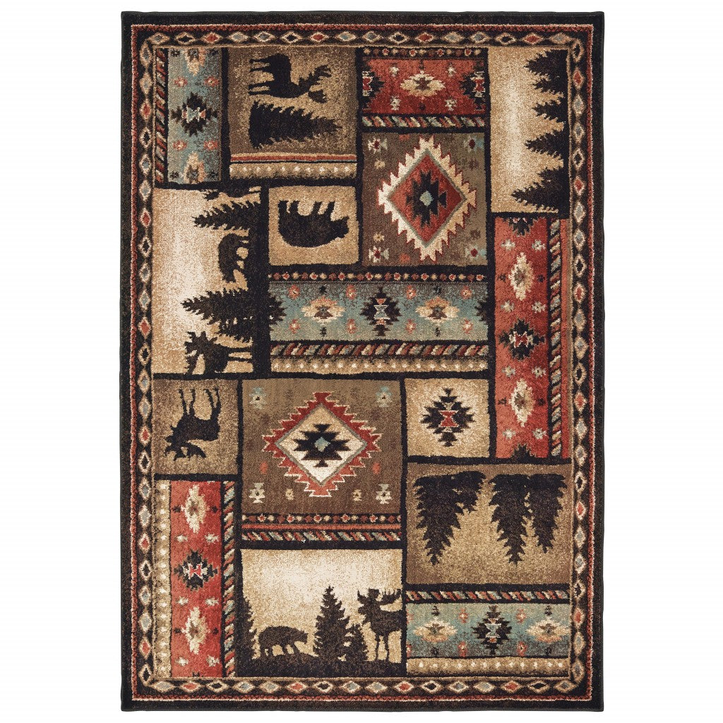 4’x6’ Black and Brown Nature Lodge Area Rug