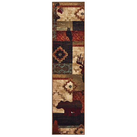 2’x8’ Rustic Brown Animal Lodge Runner Rug